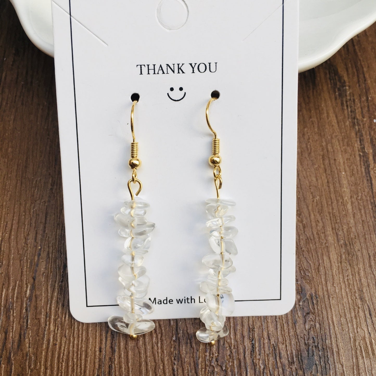 Handmade DIY Natural Crystal Stone Beaded Earrings