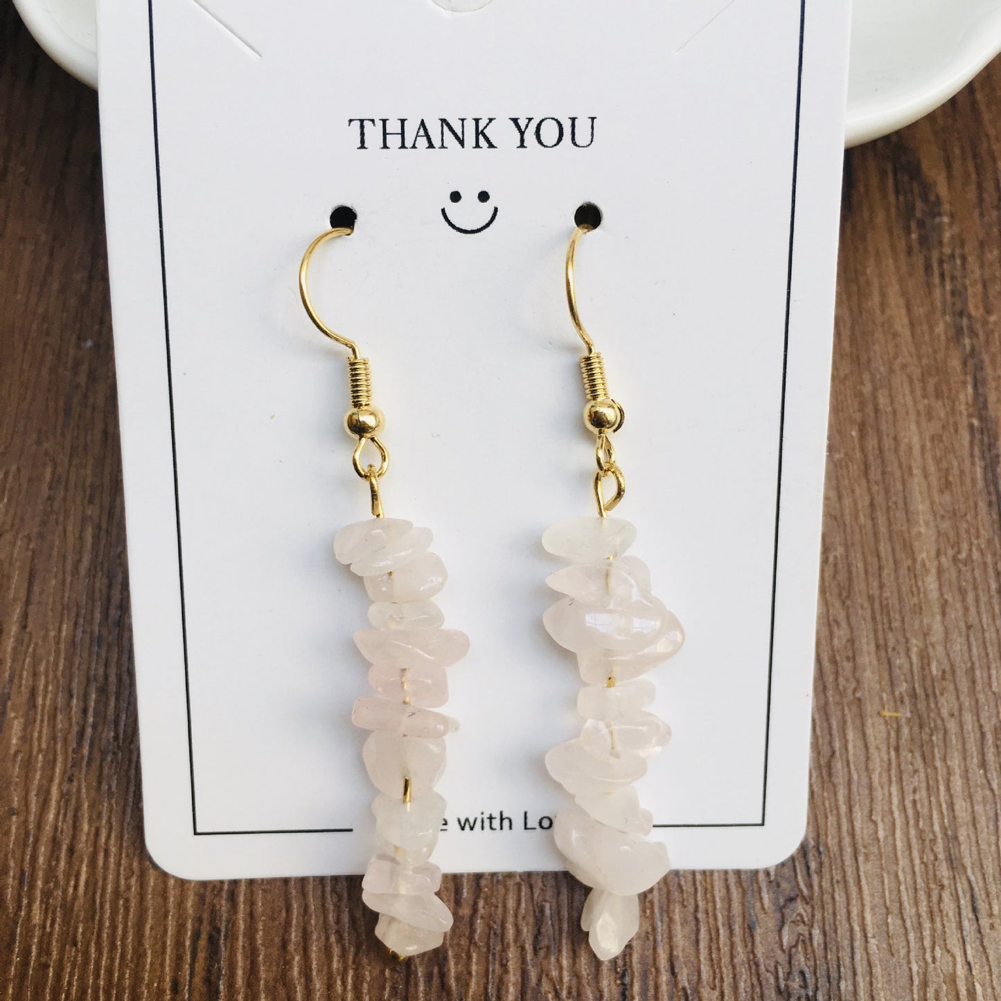 Handmade DIY Natural Crystal Stone Beaded Earrings