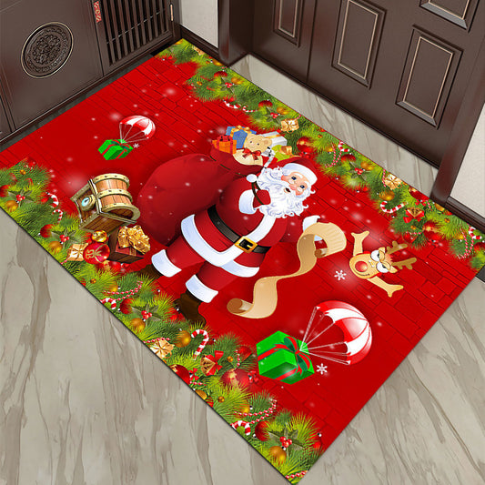 Christmas Floor Mat Red Festive Entrance Cross-border Non-slip Decorative