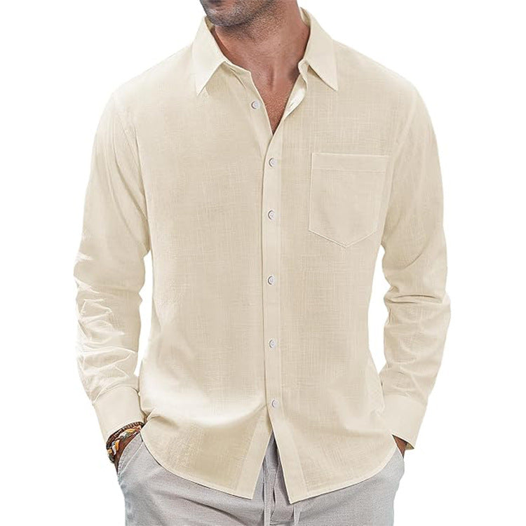 Thin Lapel Collar Long Sleeve Shirt