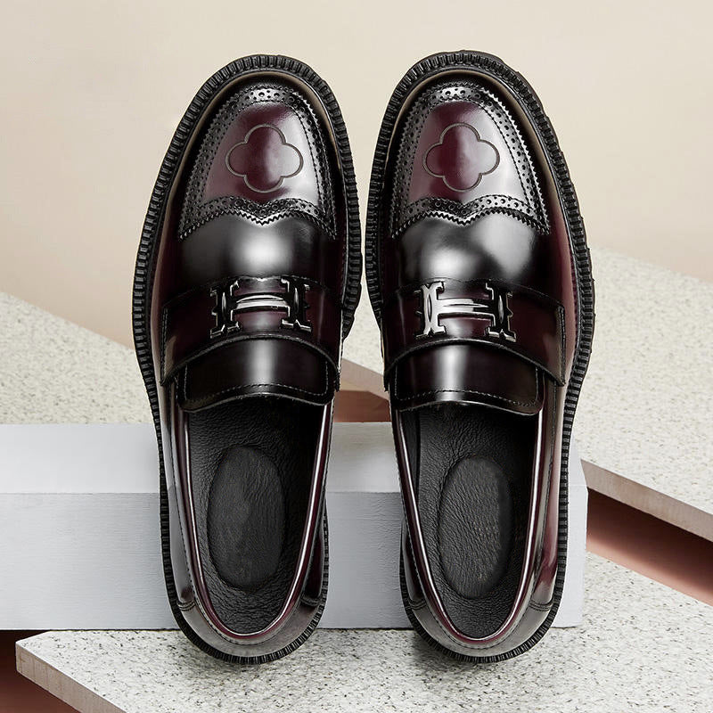 Slit Beads Matte Craft Leather Shoes