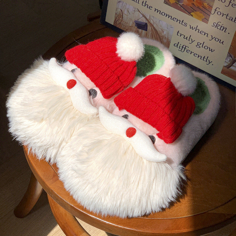 Christmas Santa Claus Home Non-Slip Plush Slippers