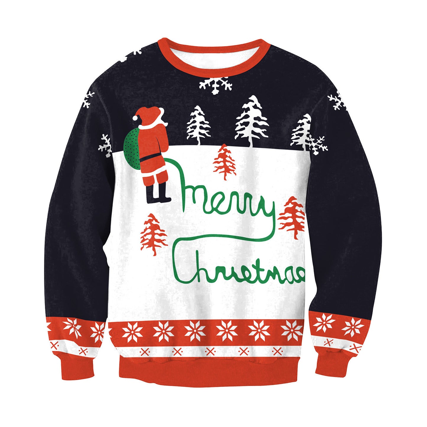 Ugly Christmas Sweater Santa Elf Pullover