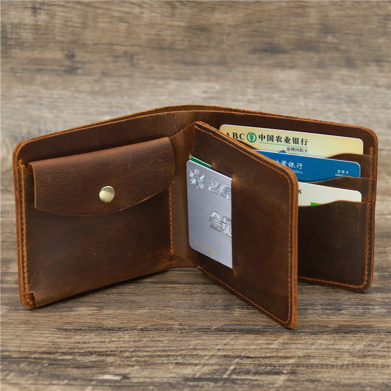 Men's CowHide Leather Retro Tri-Fold Wallet