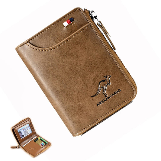 Leather Fashion Short Desigh Zipper Card Holder Purse Solid Coin Pocket