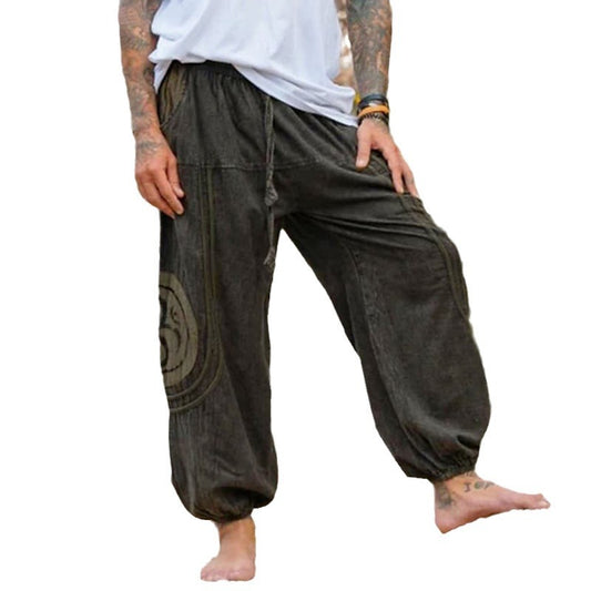 Ethnic Style Pattern Fashion Men's Casual Ankle-tied Trousers