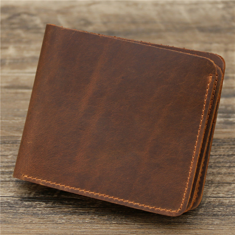Men's CowHide Leather Retro Tri-Fold Wallet