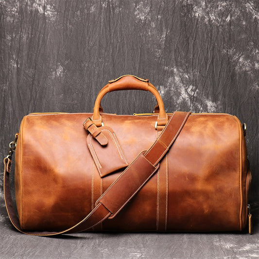 Genuine Leather European and American Retro Travel Crossbody Handbag or GYM bag