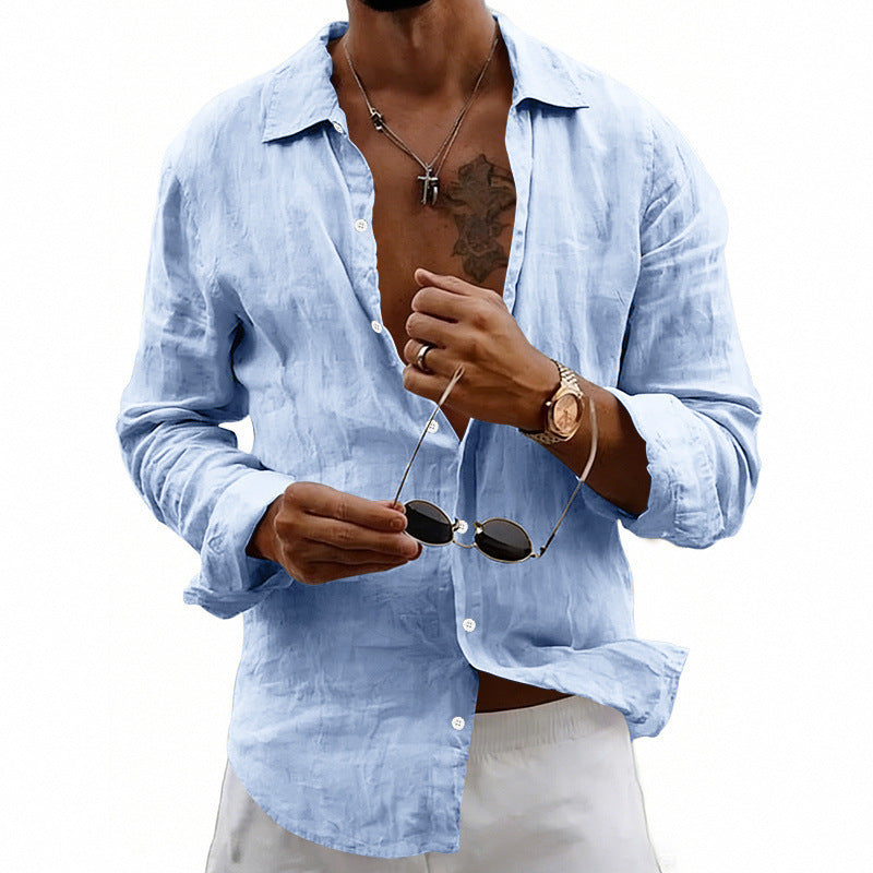 Loose Fit Cardigan With A Lapel Collar Shirt