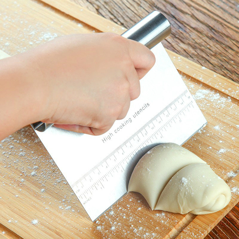 Stainless Steel Pastry Spatula and Cutter With Scale Pizza Dough Scraper
