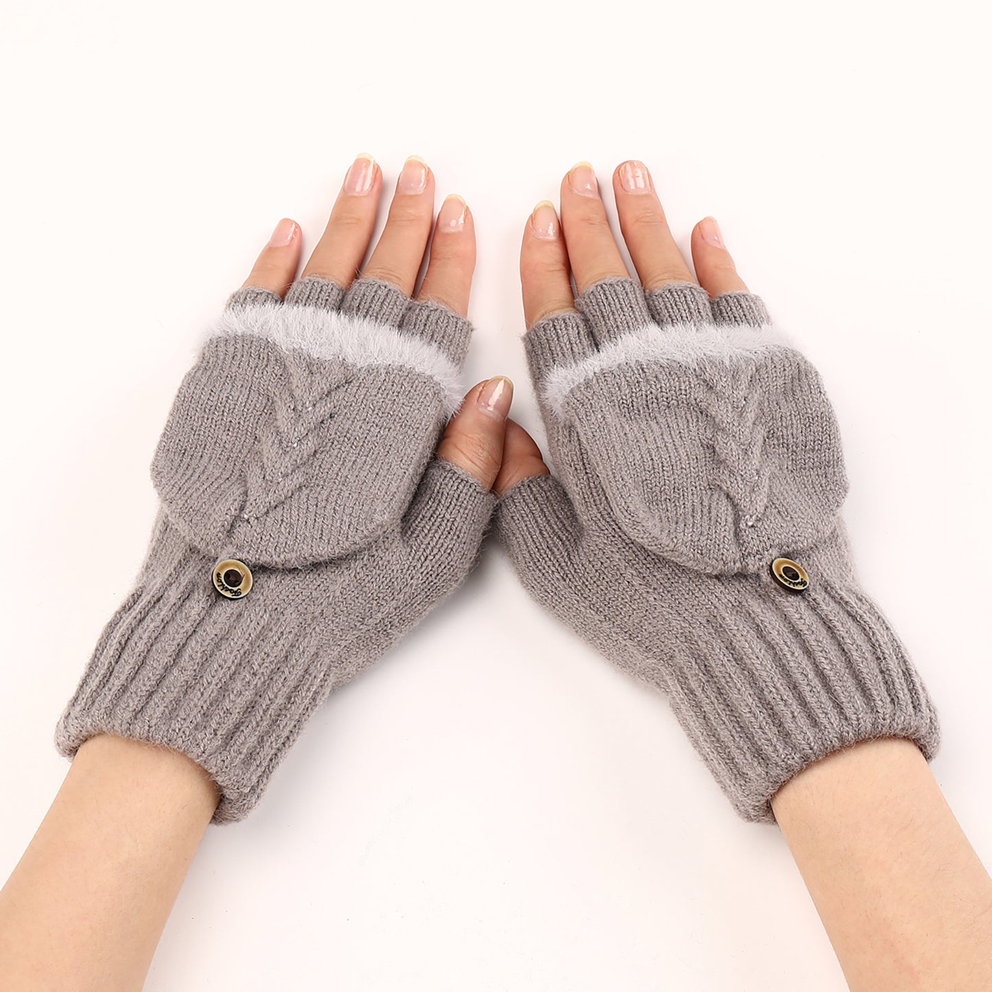 Wool Fingerless Gloves Women's Warm Fashionable Knitted Half Finger Oversleeves