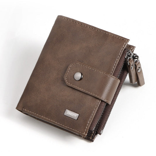 Anti-Theft Brush Business Leather Thin Short Wallet