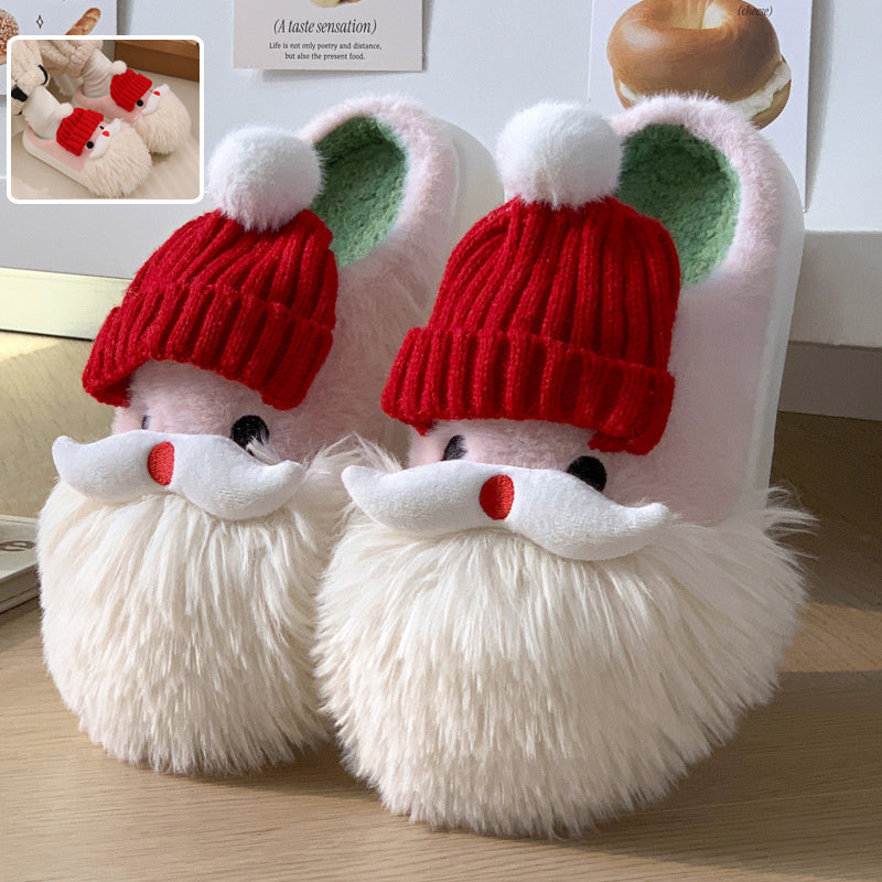 Christmas Santa Claus Home Non-Slip Plush Slippers