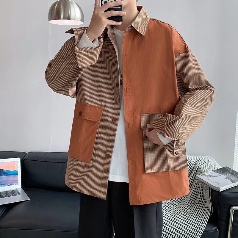 Patchwork Contrast Loose Long Sleeve Shirt