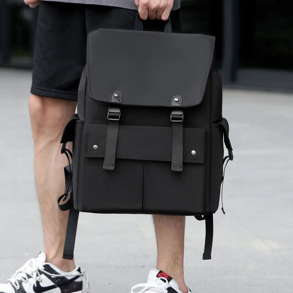 Multi-Pockets Leather Adjustable Backpack