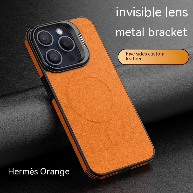 Leather Invisible Bracket Phone Case