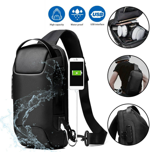 Waterproof USB Oxford Multifunction Crossbody Bags Anti-theft Messenger Sling Chest Bag Pack