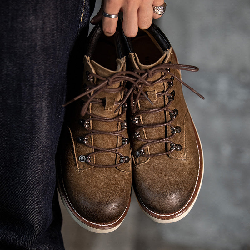 Retro Mountaineering High-Top Calf Leather Boots