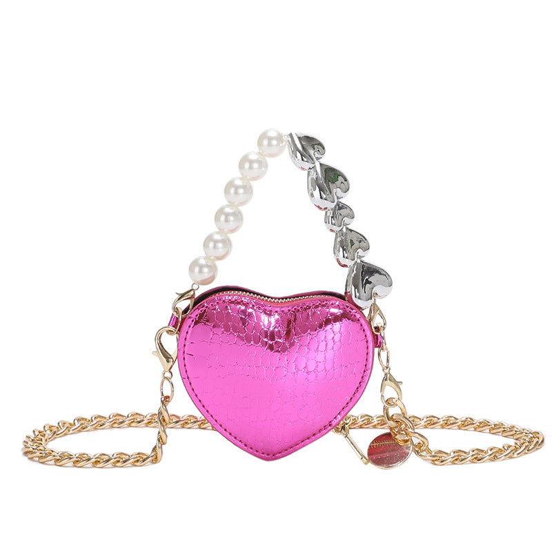 Valentines Mini Love-Shape Fashion Purse Shoulder Bag Lipstick Bag with Chain