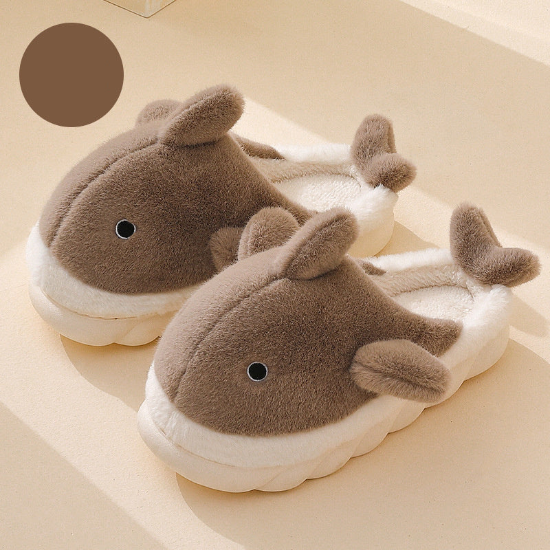 Shark Slippers Soft Sole Furry Shoes Home Bedroom Slippers Women