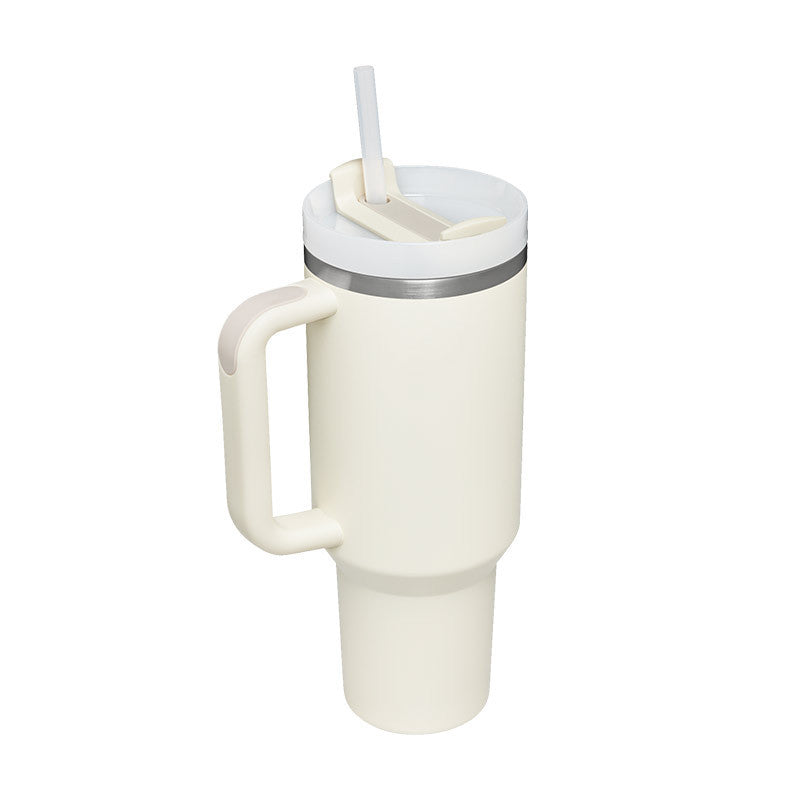 40 Oz Tumbler With Handle Straw Insulated, Stainless Steel Spill Proof Vacuum Coffee Cup Tapered Mug