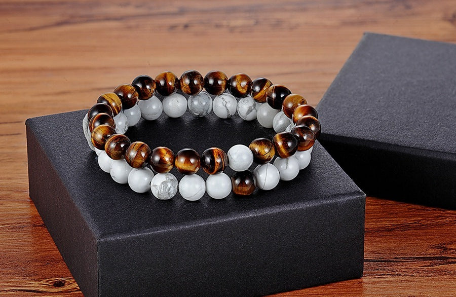 A Set Of Couple Bracelets Natural Stone Yoga Beaded Bracelets