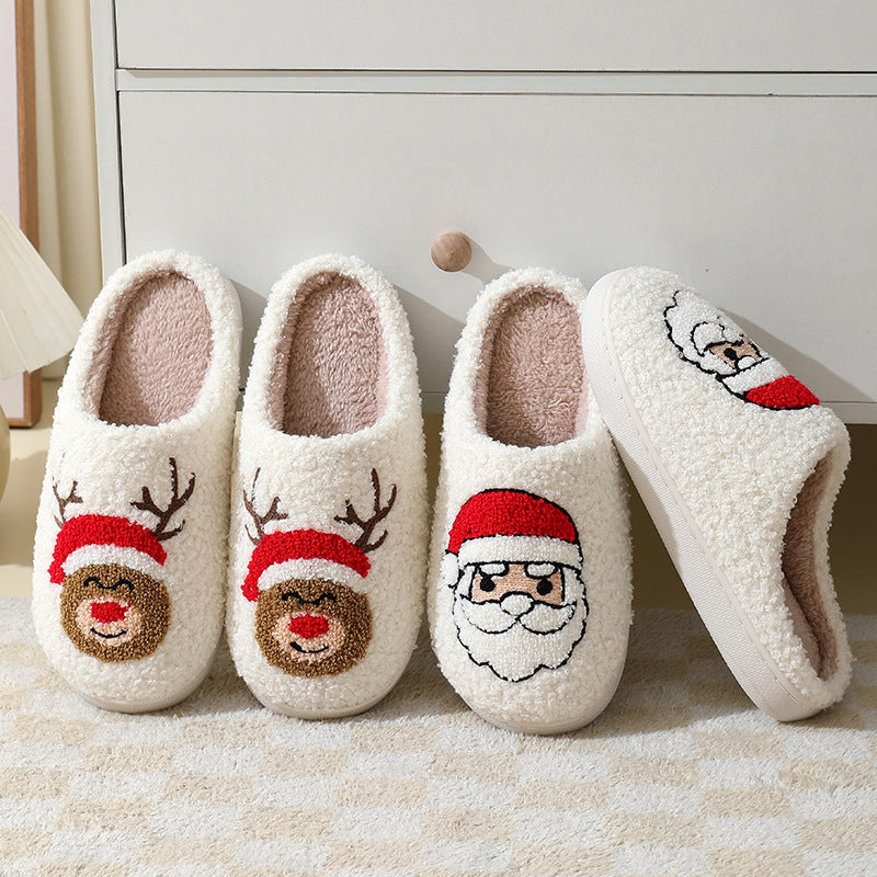 Christmas Santa Claus Furry Non-Slip Home Slippers