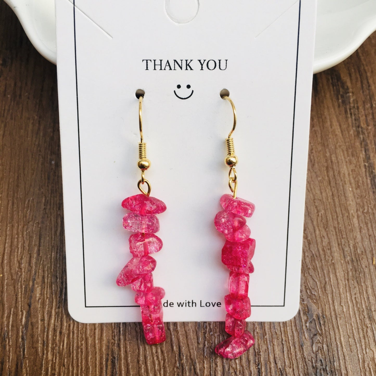 Handmade DIY Natural Crystal Stone Beaded Earrings