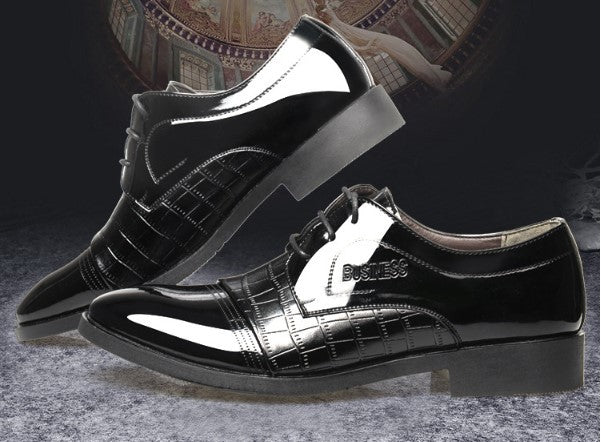 Autumn Pattern Pointed Leather Business Dress Shoes