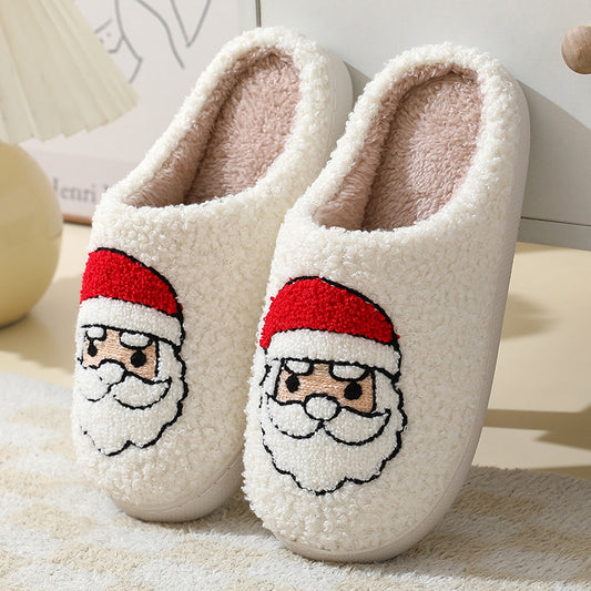 Christmas Santa Claus Furry Non-Slip Home Slippers