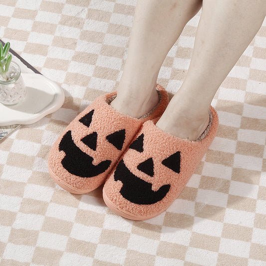 Halloween Pumpkin Cartoon Thermal Winter Cotton Slippers