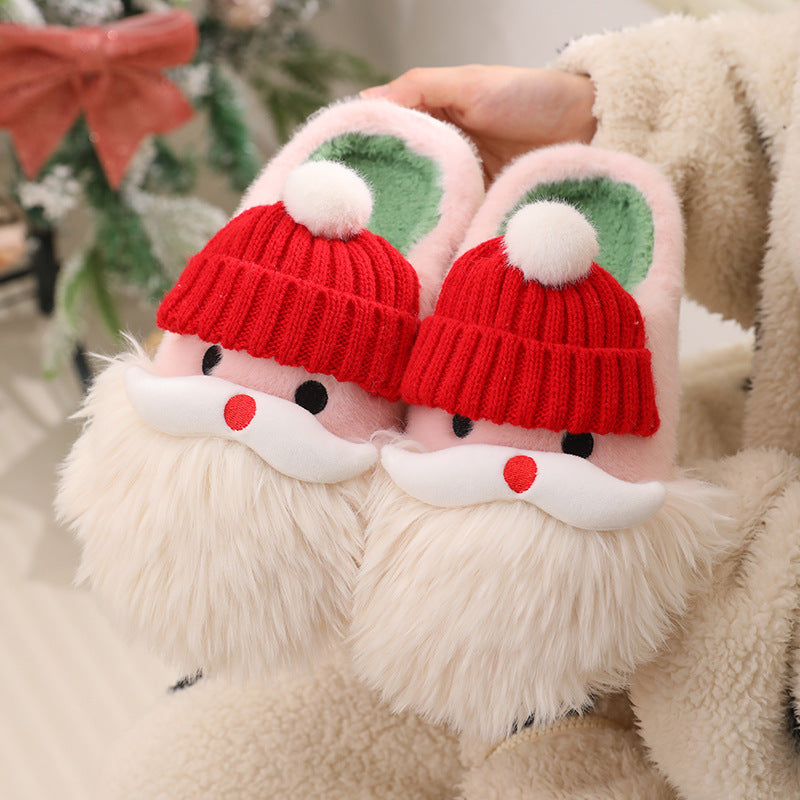 Christmas Santa Claus Home Non-Slip Plush Slippers