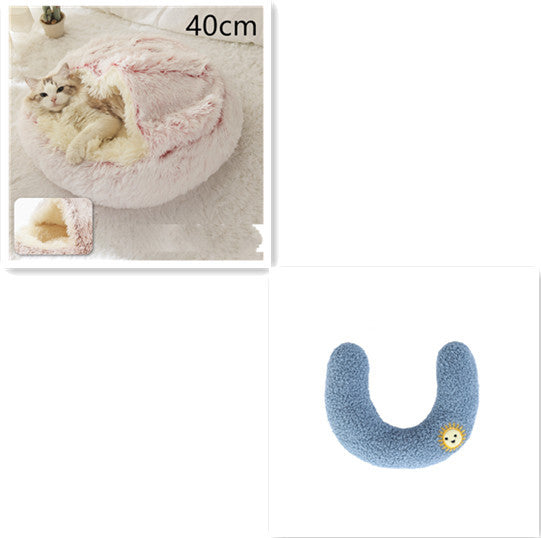 2 In 1 Dog And Cat Bed Pet Winter Bed Round Plush Warm Bed