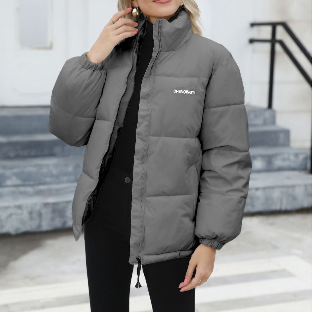 Winter Coat Casual Windproof Down Cotton Warm Thickened Jacket Solid Outwear