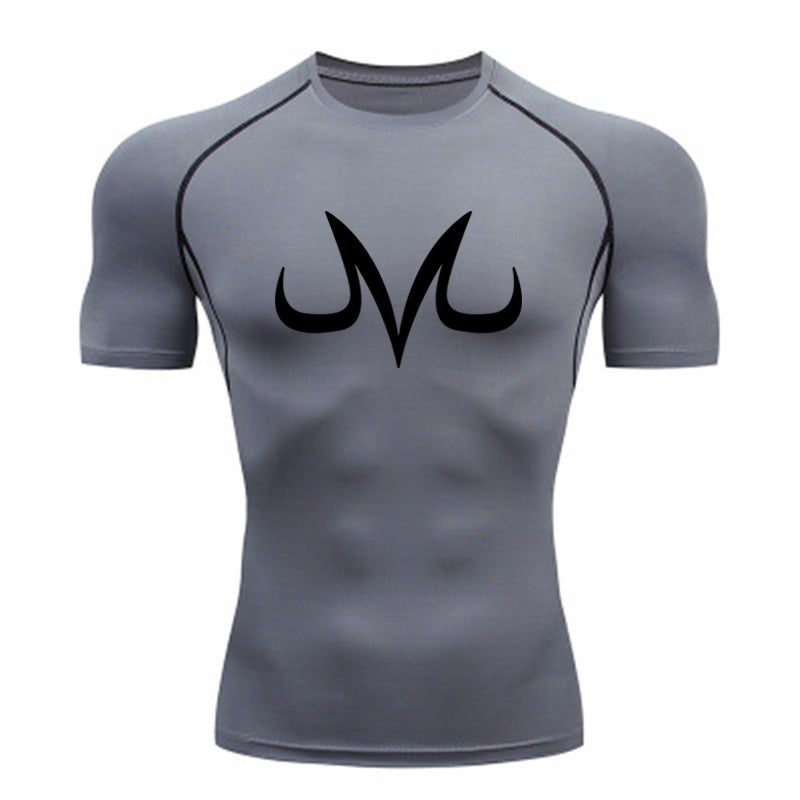 Camiseta deportiva ajustada con cuello redondo para hombre, camiseta de compresión y secado rápido