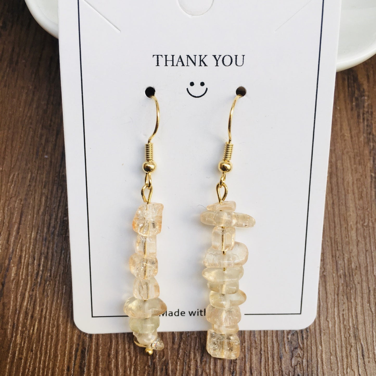 Handmade DIY Natural Crystal Stone Beaded Earrings