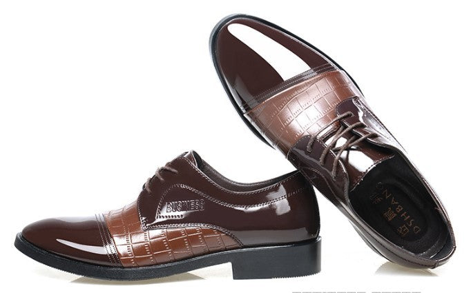 Autumn Pattern Pointed Leather Business Dress Shoes