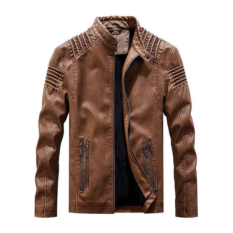 Men Leather Jacket Winter And Autumn Motorcycle PU Warm Fashion Coat