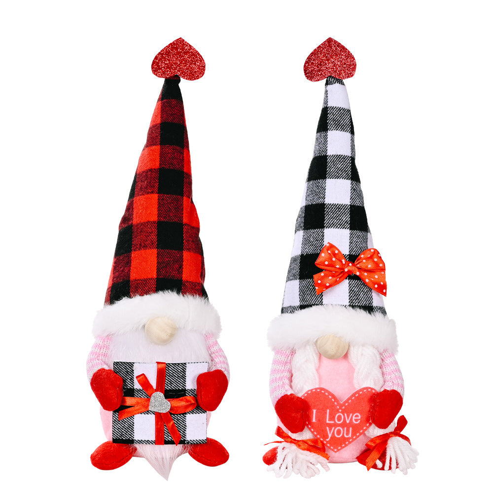 Valentines Day Faceless Gnome Plush Doll Love Heart Elf Doll Home Desktop Ornaments