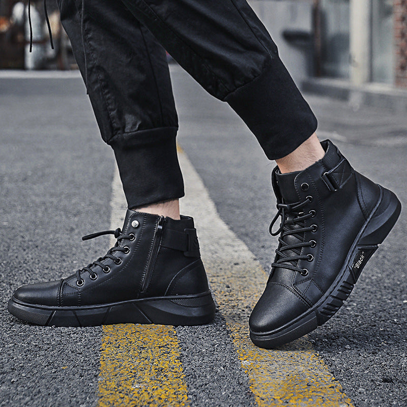 High-Top Martin Leather Shoes Plus Cashmere