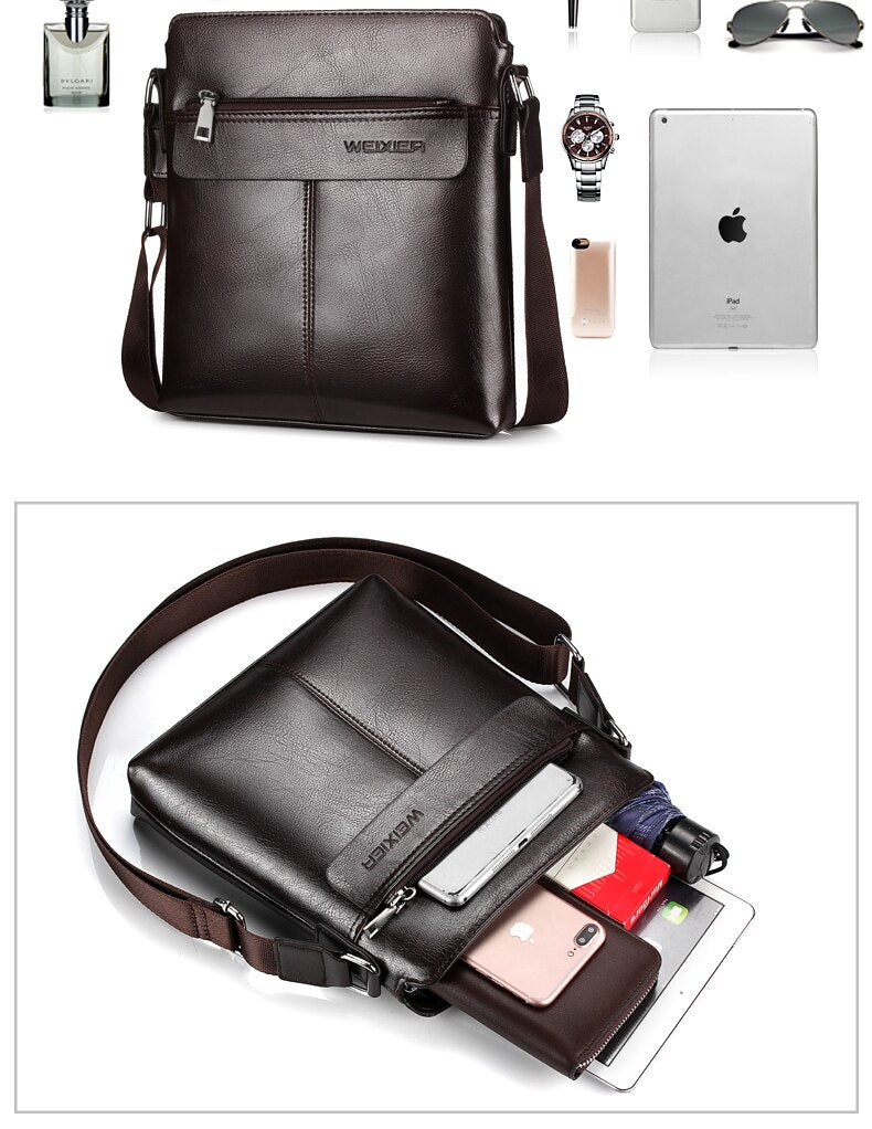 WEIXIER Brand Leather Youth Messenger Zipper Bag