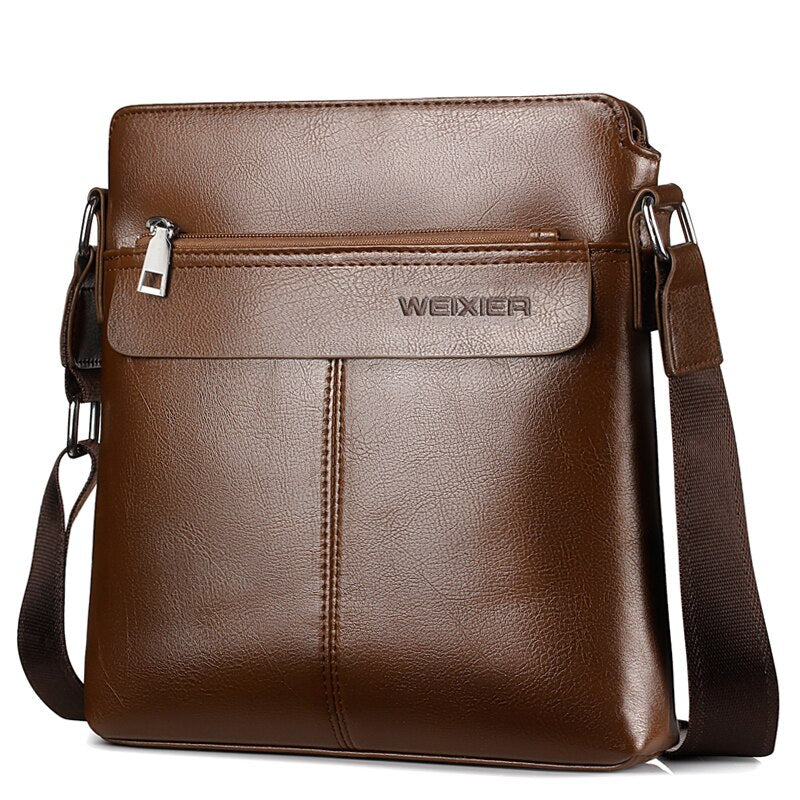 WEIXIER Brand Leather Youth Messenger Zipper Bag