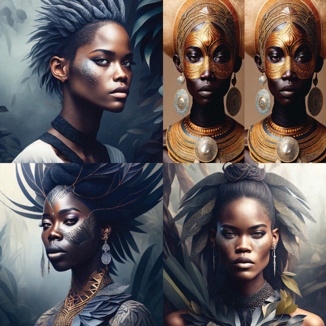 17 pièces « CyberPunk Black Girl » Portrait futuriste spécial conception d’art graphique
