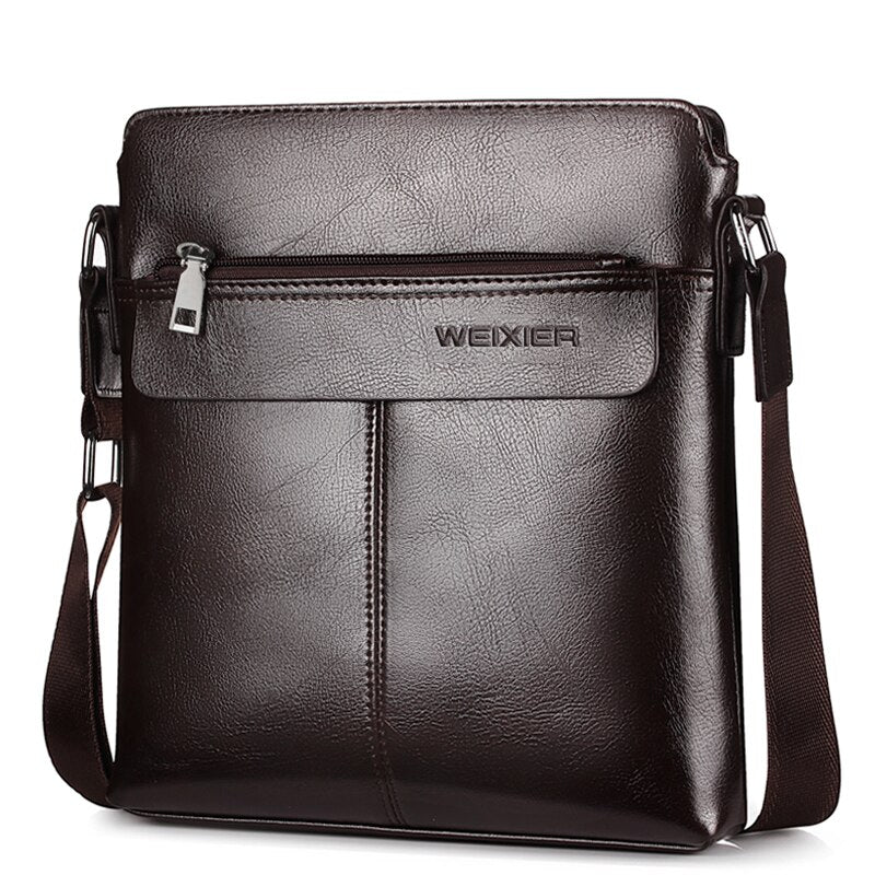WEIXIER Brand Leather Youth Messenger Zipper Bag