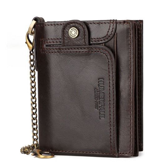 Anti-Magnetic Leather Zipper Wallet Large Capacity Multi-Card Coin Pocket