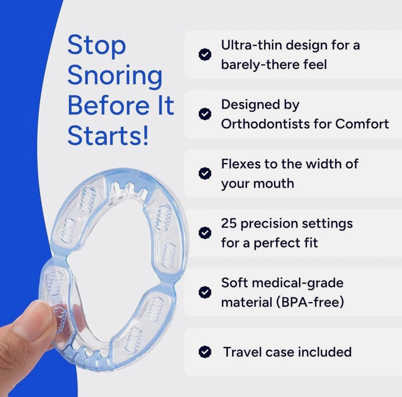QuietLab Pro Anti-Snoring Mouthpiece – Adjustable Night Guard for Snoring Relief, No-Boil Custom Fit, Orthodontist-Designed, BPA-Free Medical Grade Material