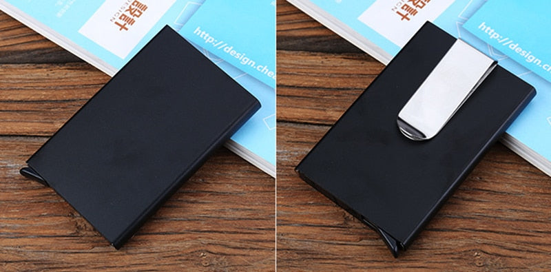 RFID Buisness Card Holder Carbon Fiber Wallet Automatic Case