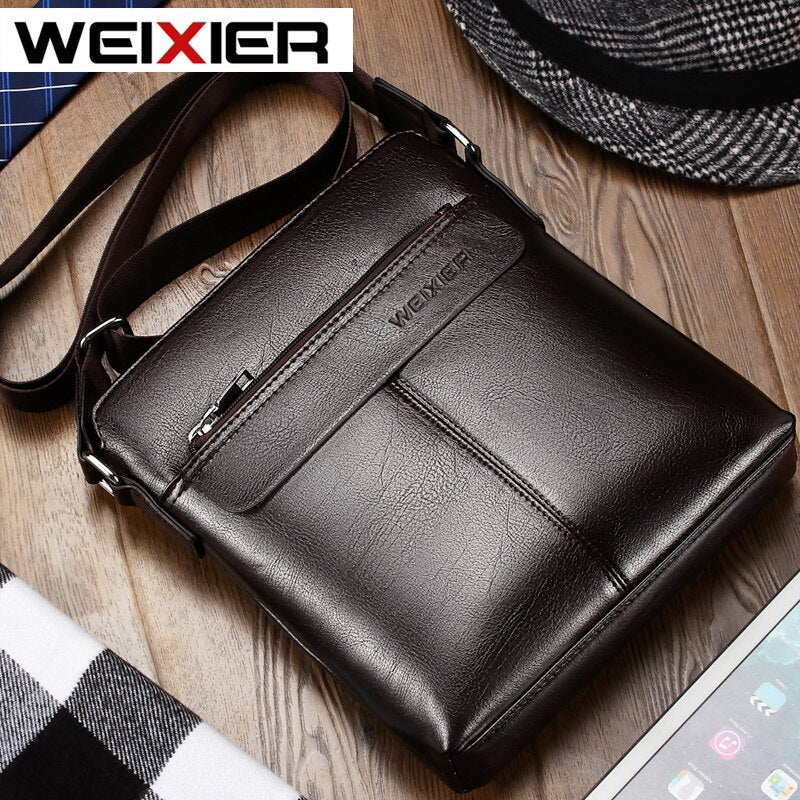 WEIXIER Brand Leather Youth Messenger Zipper Bag