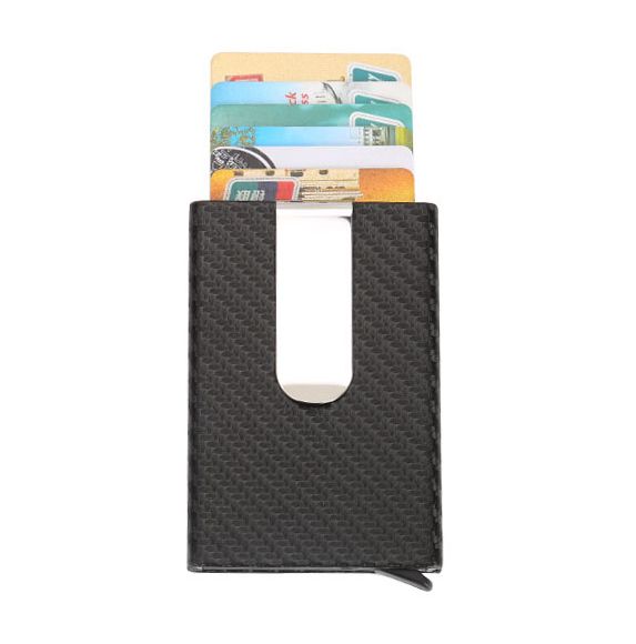 RFID Buisness Card Holder Carbon Fiber Wallet Automatic Case