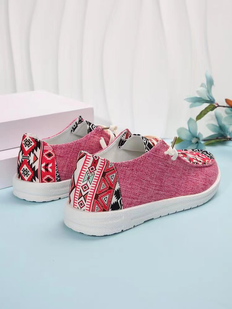 New Print Flats Shoes Summer Spring Casual Canvas Loafers For Women